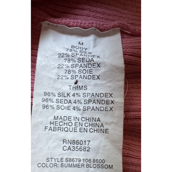 Y2K Bebe Geometric Silk Sweater Top Pink Office Siren Preppy Medium GUC - Picture 6 of 8